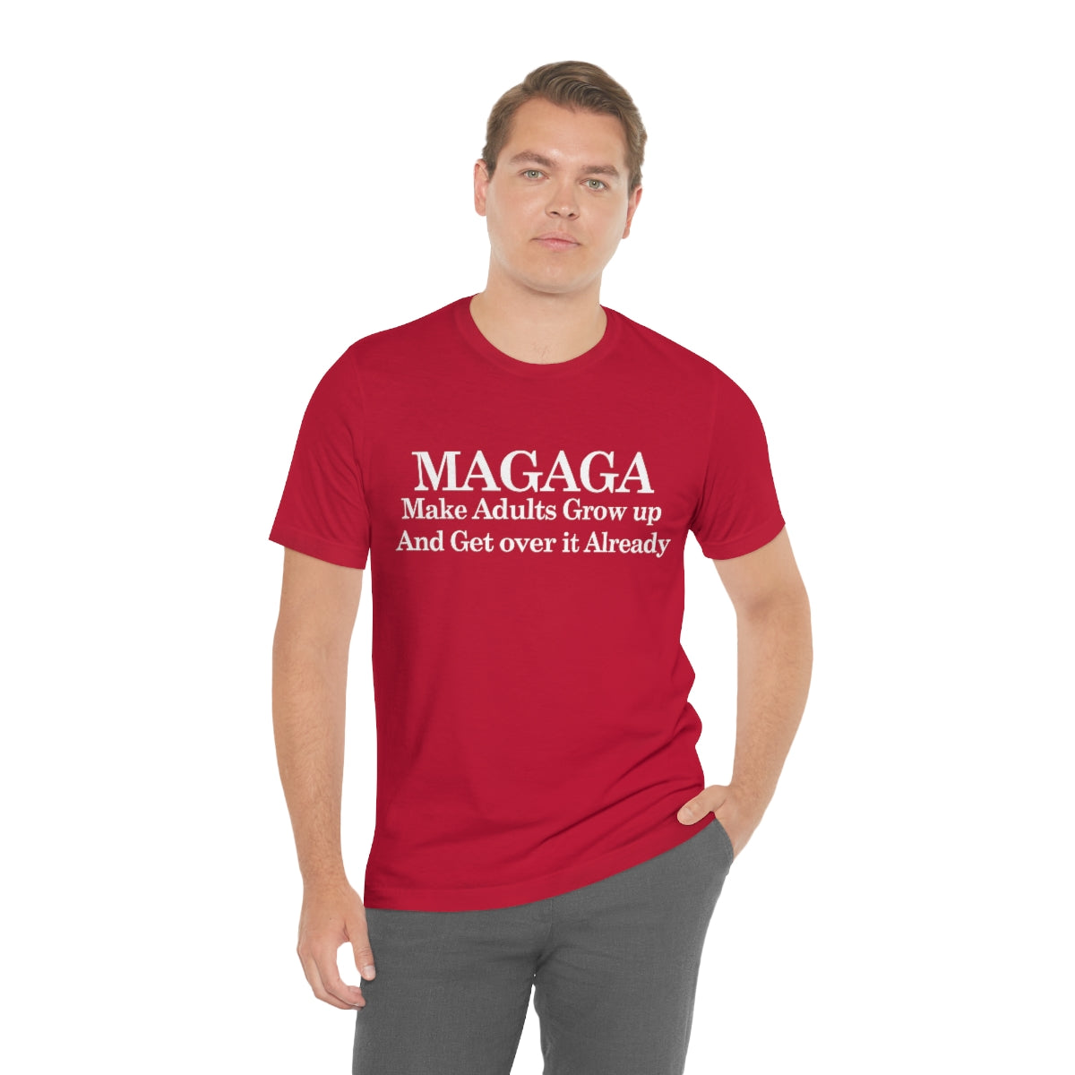 Red MAGAGA Slogan Unisex Jersey Short Sleeve Black Tee (SirTalksALot Exclusive)