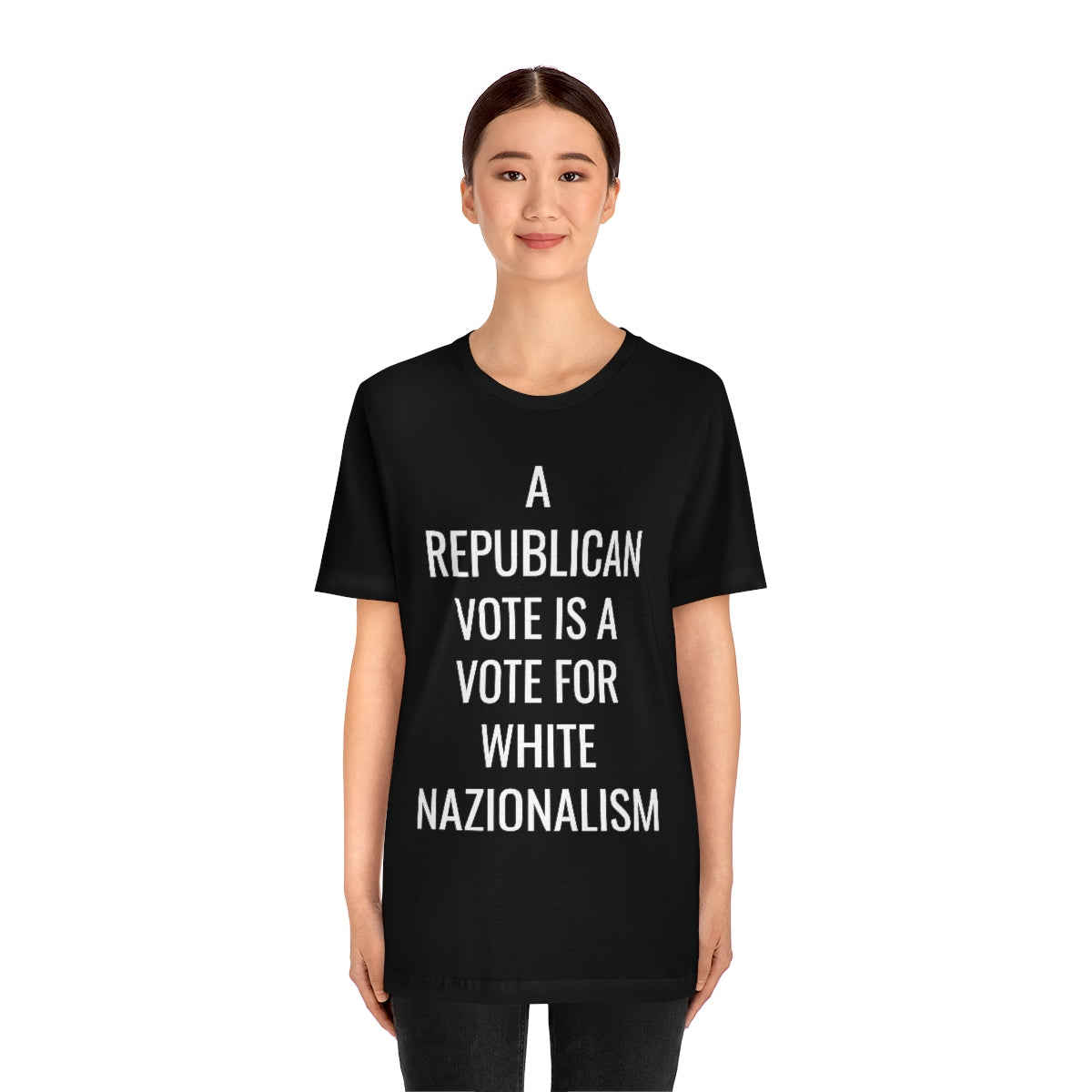 REPUBLICAN VOTE = WHITE NAZIONALISM Unisex Jersey Short Sleeve Black Tee (SirTalksALot Exclusive)