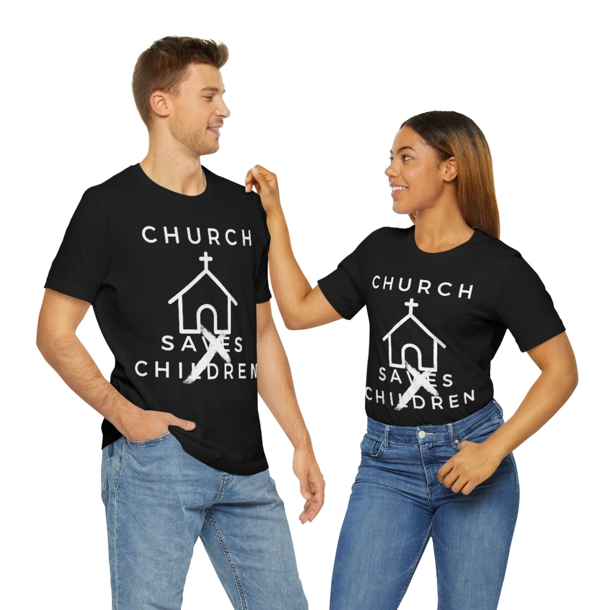 CHURCH SA'S.../OK GROOMER FRONT/BACK Unisex Jersey Short Sleeve Black Tee (SirTalksALot Exclusive)