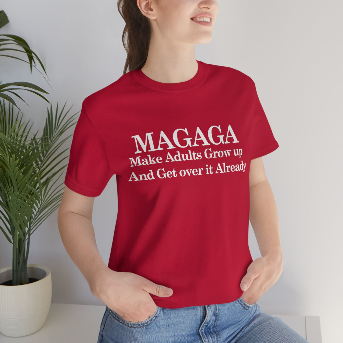 Red MAGAGA Slogan Unisex Jersey Short Sleeve Black Tee (SirTalksALot Exclusive)