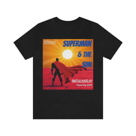 SUPERMAN & THE SUN by SIRTALKSALOT Unisex Jersey Short Sleeve Black Tee (SirTalksALot Exclusive)