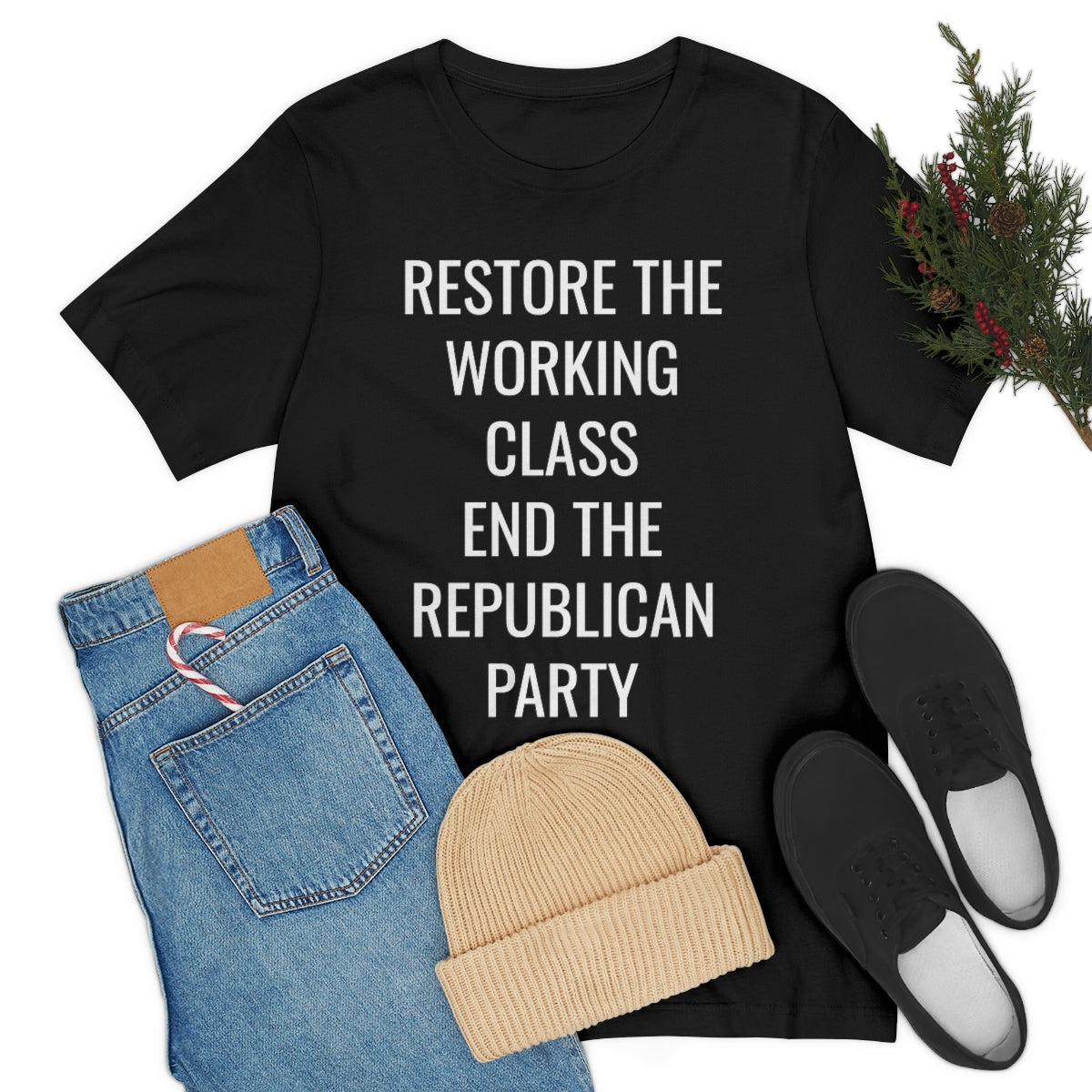 RESTORE THE WORKING CLASS... Unisex Jersey Short Sleeve Black Tee (SirTalksALot Exclusive)