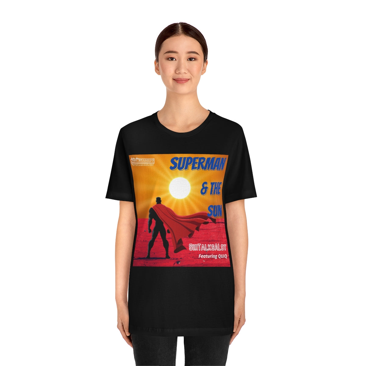 SUPERMAN & THE SUN by SIRTALKSALOT Unisex Jersey Short Sleeve Black Tee (SirTalksALot Exclusive)