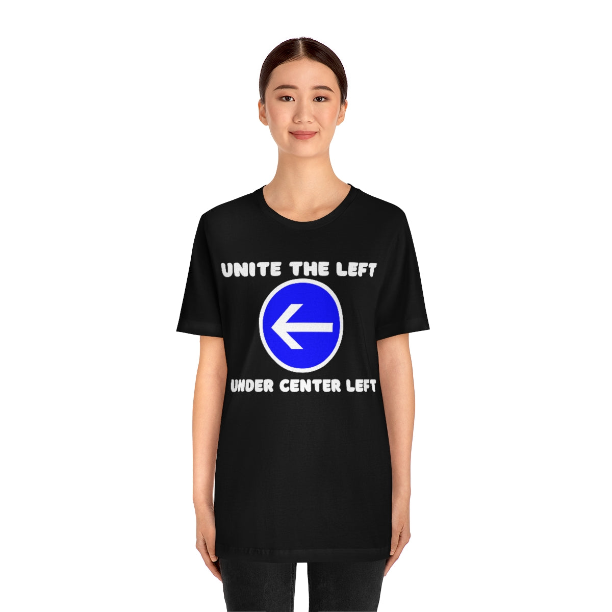 UNITE THE LEFT UNDER CENTER LEFT Unisex Jersey Short Sleeve Black Tee (SirTalksALot Exclusive)